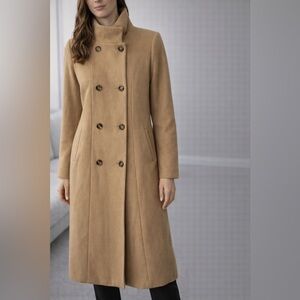 066. Olsen Collection Elegant Beige Double-Breasted Women's Coat